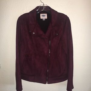 Faux suede moto jacket